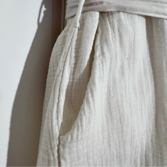 Primark White Linen Button Front Tie Waist Romper Size 6 Summer - Picture 6 of 7